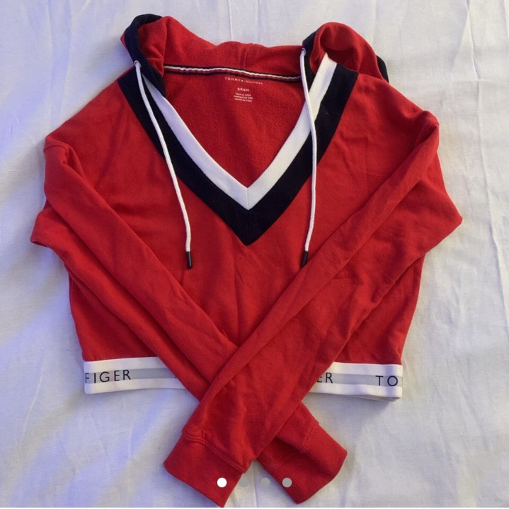 Tommy Hilfiger cropped red hoodie